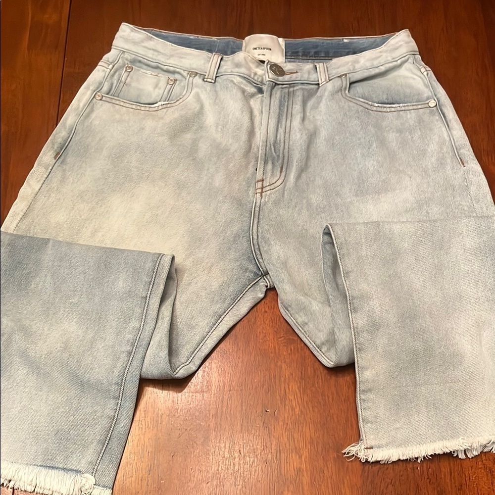 One Teaspoon Bandits High Rise Jeans Frayed Hems Size 29 light wash